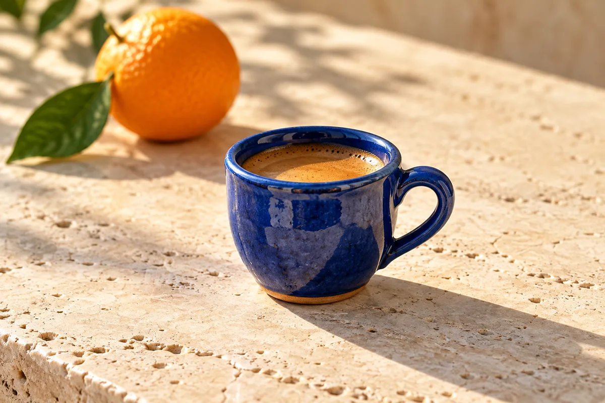 AI-generated ceramic cup illustration, shown as an example of labeled editorial imagery